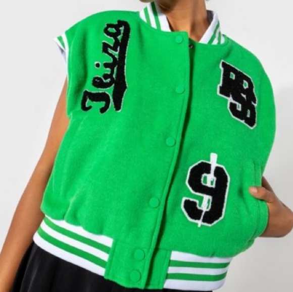 AKIRA "IN YOUR CITY BOSTON GREEN VARSITY VEST". **NWT** - Picture 3 of 12